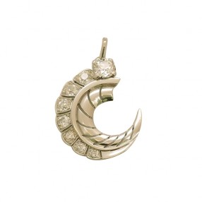 Pendentif quartier de lune en or blanc