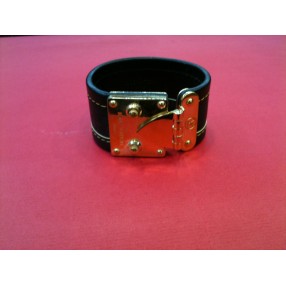 Bracelet Louis Vuitton Serrure en cuir noir