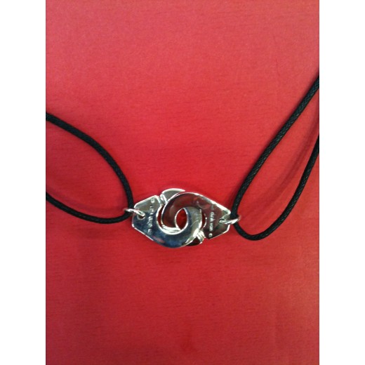 Collier sur cordon Dinh Van Menottes R20 en argent