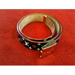 Ceinture Louis Vuitton en cuir et toile monogram multicolore