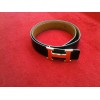 Ceinture Hermès H en cuir réversible noir/gold