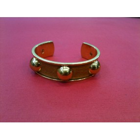 Bracelet Hermès en cuir et plaqué or