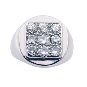 Chevalière en or et diamants