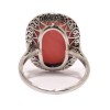 Bague ancienne avec corail et rose de diamants