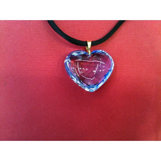 Pendentif Baccarat Coeur en cristal bleu