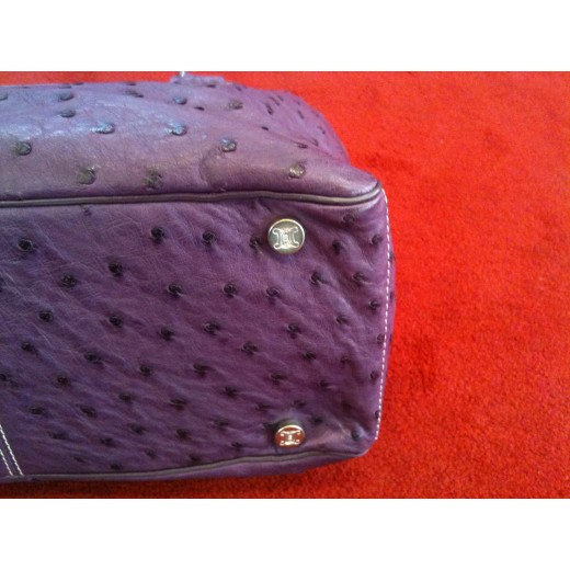 Sac Céline en cuir d'autruche violet