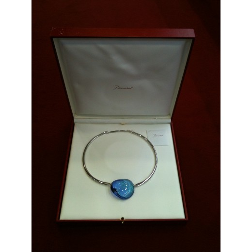 Collier Baccarat Galet bleu en argent