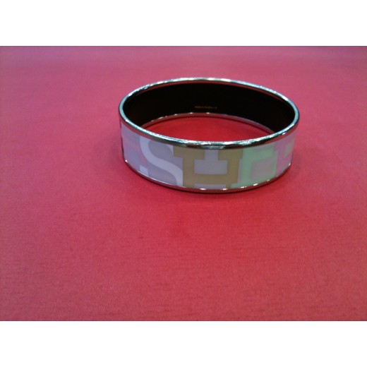 Bracelet Hermès Capitales large en émail et finition palladié