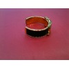 Bracelet Hermès en cuir noir et plaqué or