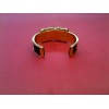 Bracelet Hermès en cuir noir et plaqué or