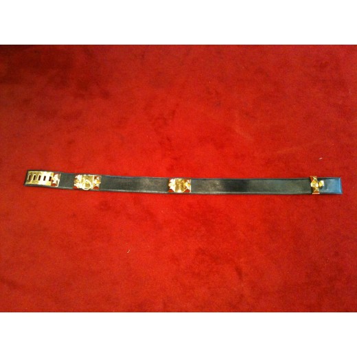 Ceinture Hermès Médor en cuir noir