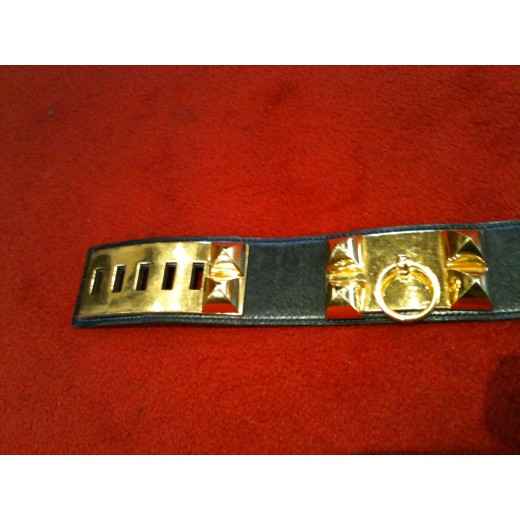 Ceinture Hermès Médor en cuir noir