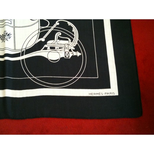 Châle Hermès Ex-Libris en cachemire et  soie