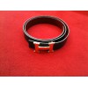 Ceinture Hermès H en cuir réversible noir / bordeaux
