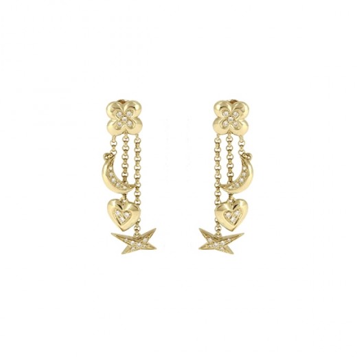 boucles d'oreilles lune coeur et etoile
