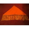 Cape Hermès en cachmire orange et franges en cuir