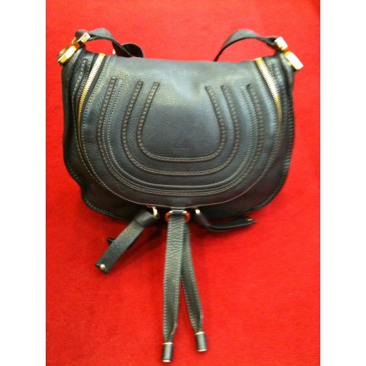 Sac Chloé Marcie Signature en cuir noir