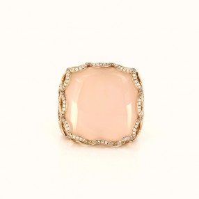 Bague quartz rose et diamants