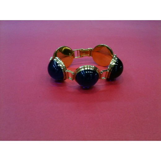 Bracelet Lalique en plaqué or et cristal bleu