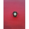 Bague de créateur avec opale et roses de diamant sur argent