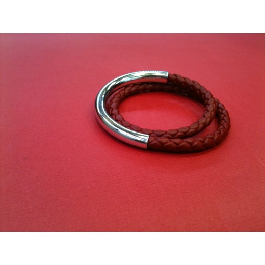 Bracelet CHRISTOFLE "Duo Complice" - Cuir Et Argent 925 - Avec Boîte D'origine - Occasion