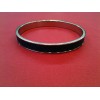 Bracelet Hermès Kelly en acier et cuir bleu