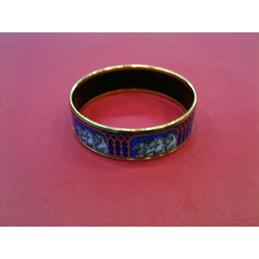 Bracelet Hermès en émail et plaqué or