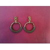 Boucles d'oreilles Hermès Loop en cuir gold et plaqué or