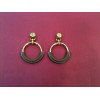 Boucles d'oreilles Hermès Loop en cuir gold et plaqué or