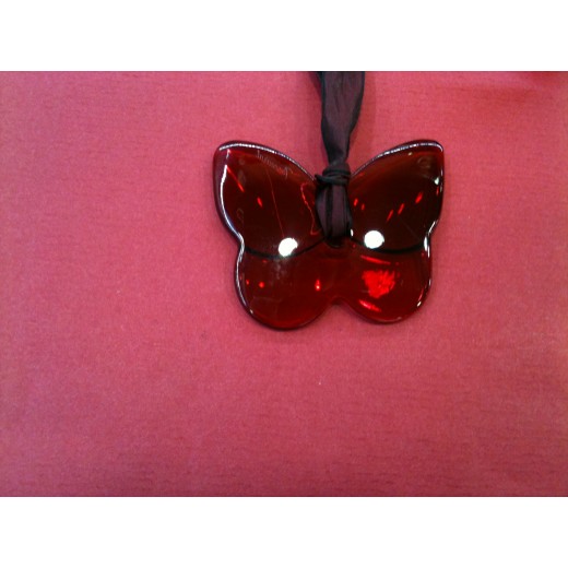 Pendentif Baccarat Papillon en cristal rouge