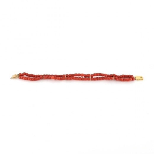 Bracelet ancien en corail et or 18 k