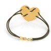 Bracelet coeur en or 18 k sur cordon