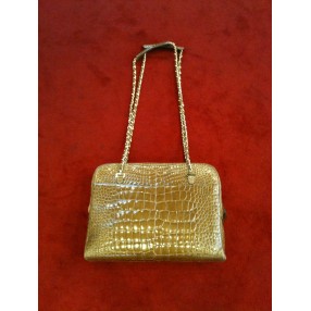 Sac Chanel Camera GM en cuir de croco cognac