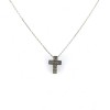 Collier croix religieuse en diamant et or blanc 18 k