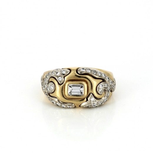 Bague en or jaune 18 k et diamants