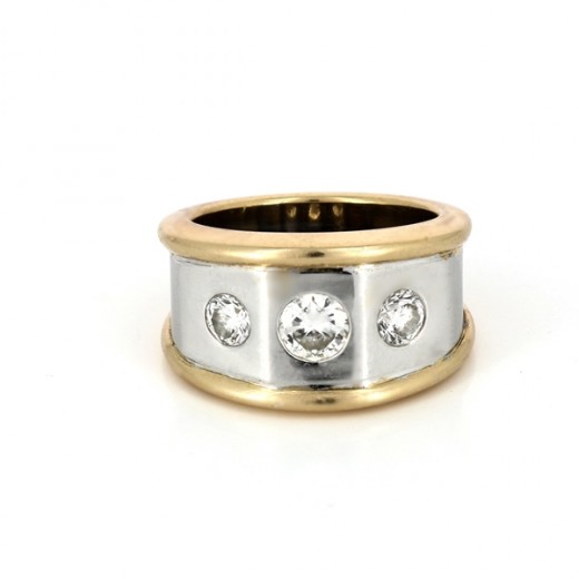 Bague en or jaune et blanc 18 k et diamants