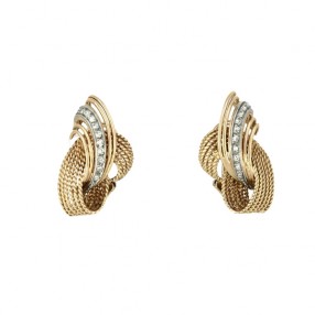 Boucles d'oreilles en or jaune 18 k et diamants