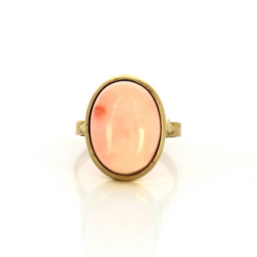 Bague en or jaune 18 k et pierre rose