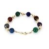 Bracelet en or jaune 18 k et perles de couleurs