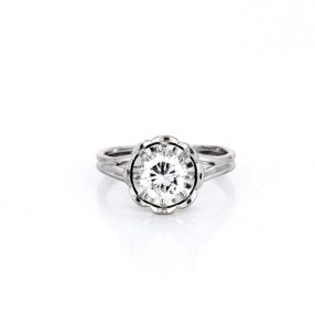 Bague solitaire en or blanc 18 k et diamant