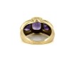 Bague moderne en or  jaune 18 k et pierres violettes