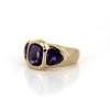 Bague moderne en or  jaune 18 k et pierres violettes