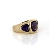 Bague moderne en or  jaune 18 k et pierres violettes