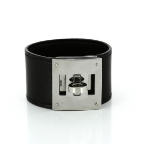 Bracelet Hermès Kelly Dog en cuir noir