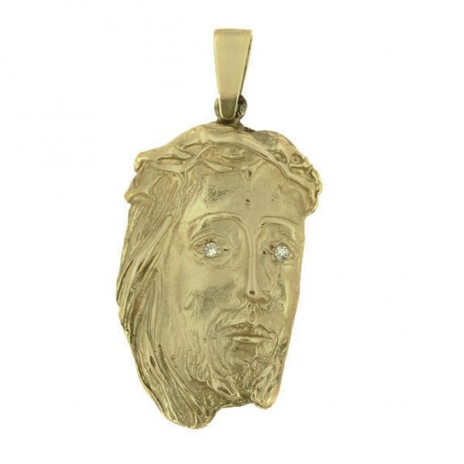 Pendentif religieux Christ en or jaune 18 k et diamants