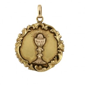 Médaille ancienne religieuse Calicé en or jaune 18 k