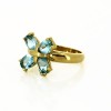 Bague en or jaune 18 k et pierres bleues