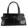 Sac Lancel en cuir de croco noir