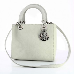 Sac Christian Dior Lady Dior en cuir gris perle