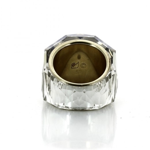 Bague Cristal Swarovski Avec Diamant Et Acier – Création Exclusive, Neuve Sans Boîte